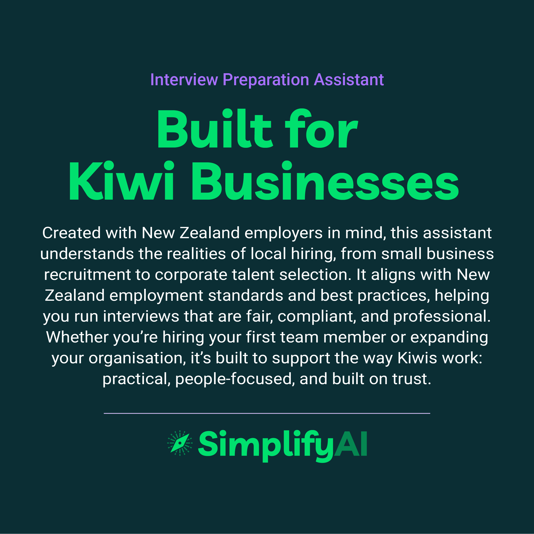 Promotional text for SimplifyAI Interview Preparation Assistant on a dark blue background