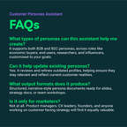 FAQs about a Customer Personas Assistant on a dark background