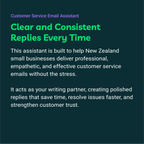 Promotional text for a customer service email assistant on a dark blue background