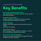List of key benefits of a Customer Service Email Assistant on a dark background