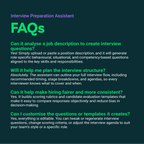 FAQs about an interview preparation assistant on a dark background
