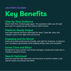Key benefits of a Job Advert Assistant on a dark background