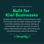 Promotional text for SimplifyAI Sales Communication Assistant on a dark background