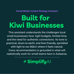 Promotional text for SimplifyAI Social Media Content Strategy Assistant on a dark background