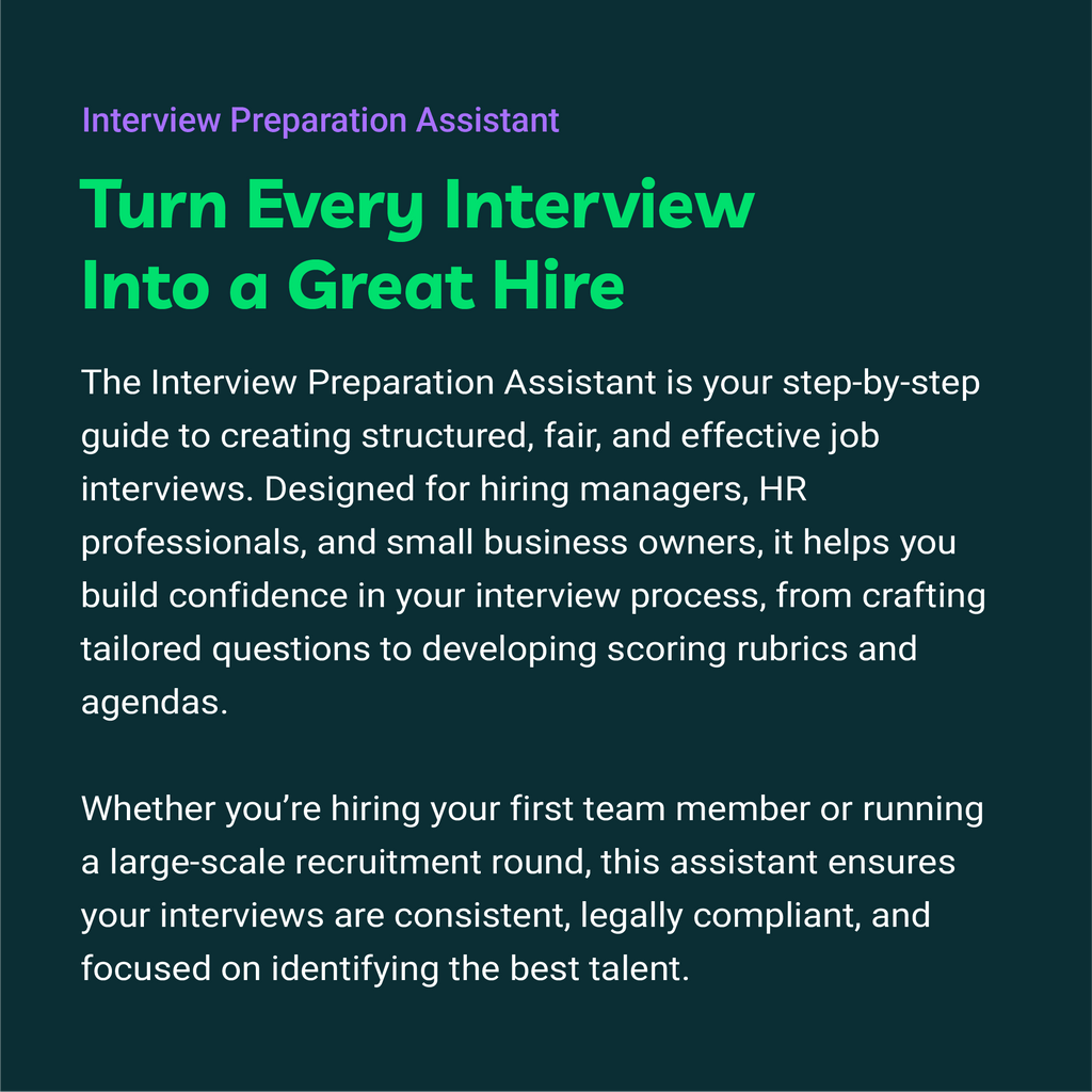 Promotional text for an Interview Preparation Assistant on a dark background