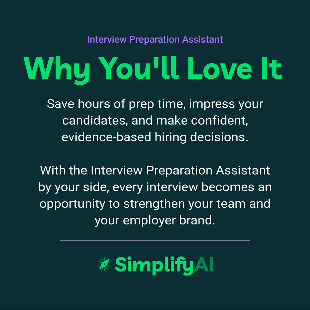 Promotional text for Interview Preparation Assistant by SimplifyAI on a dark background