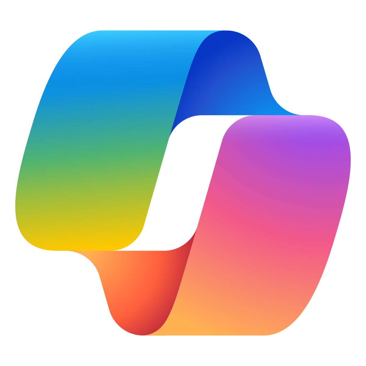 Gradient logo with blue, green, yellow, orange, and pink colors on a white background